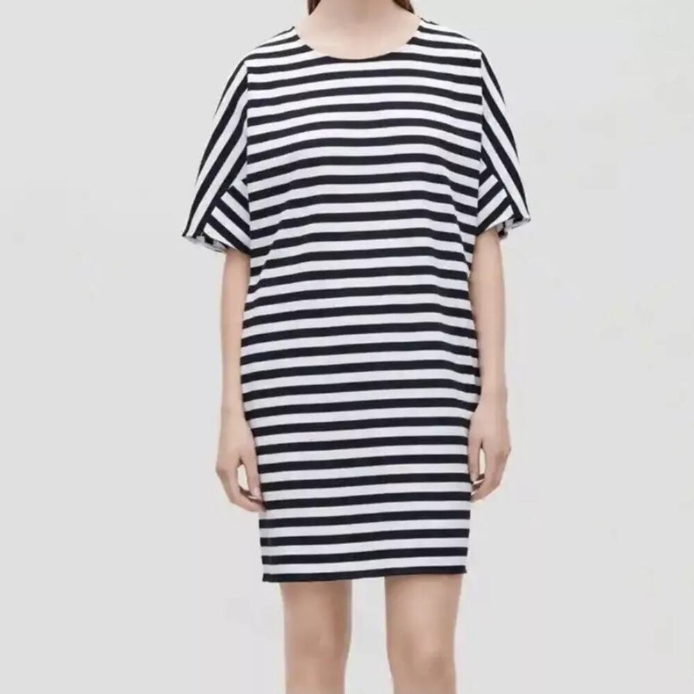 COS Stripe Boxy Short Sleeve Tunic Dress